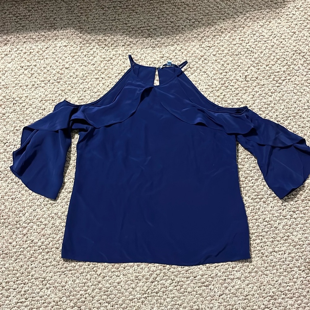 Women’s cold shoulder, flutter sleeve 100% silk dress top